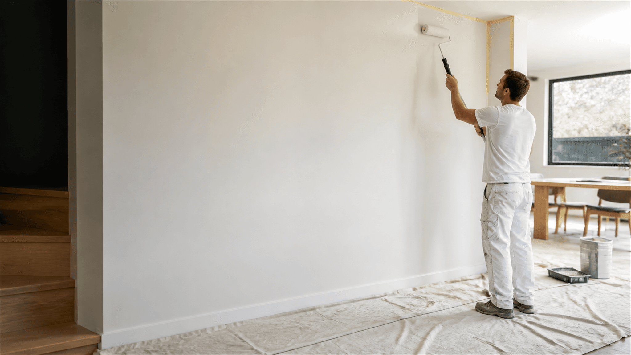 Professional painter carefully coating a Melbourne home interior